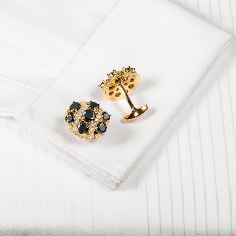 HAWSON Cufflinks for Men, Gold Diamond Crystal Cufflinks for Groom Husband Personalized Gifts, Mens Formal Wedding Business Cufflinks, Luxurious Gorgeous Cuff Links French Shirt Accessories - Image 5